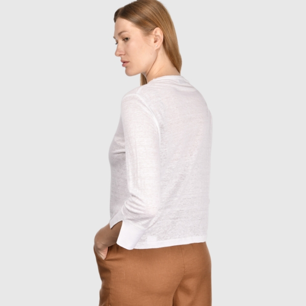 Immagine di T-shirt in lino manica lunga
