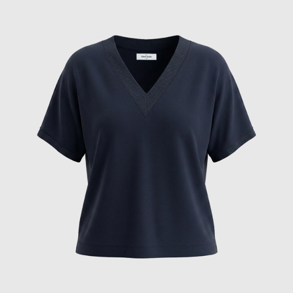 Immagine di T-shirt jersey scollo a v con lurex