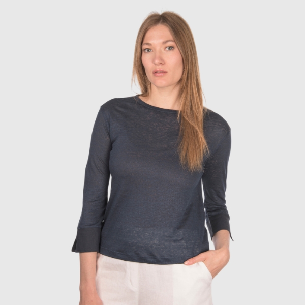 Immagine di T-shirt in lino manica lunga