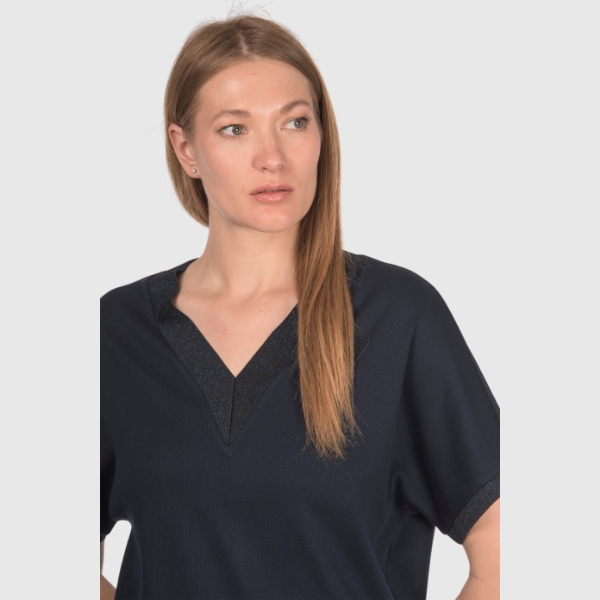 Immagine di T-shirt jersey scollo a v con lurex