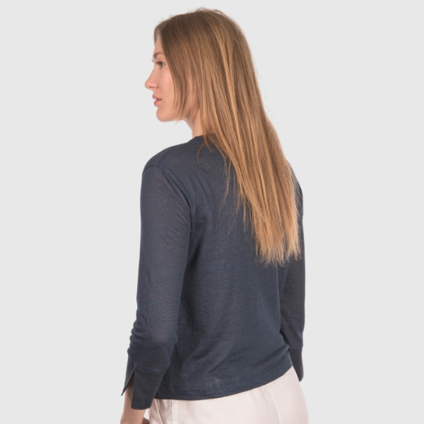 Immagine di T-shirt in lino manica lunga