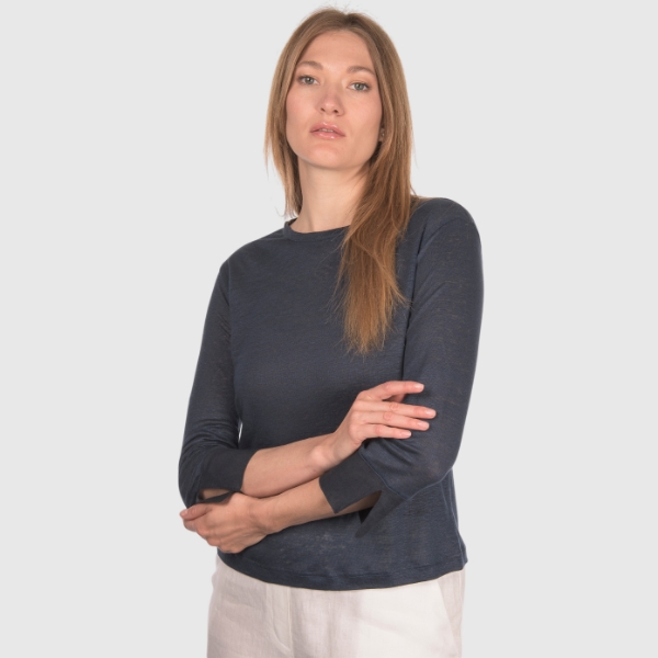 Immagine di T-shirt in lino manica lunga