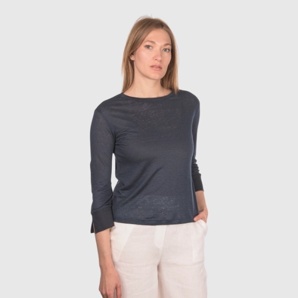 Immagine di T-shirt in lino manica lunga