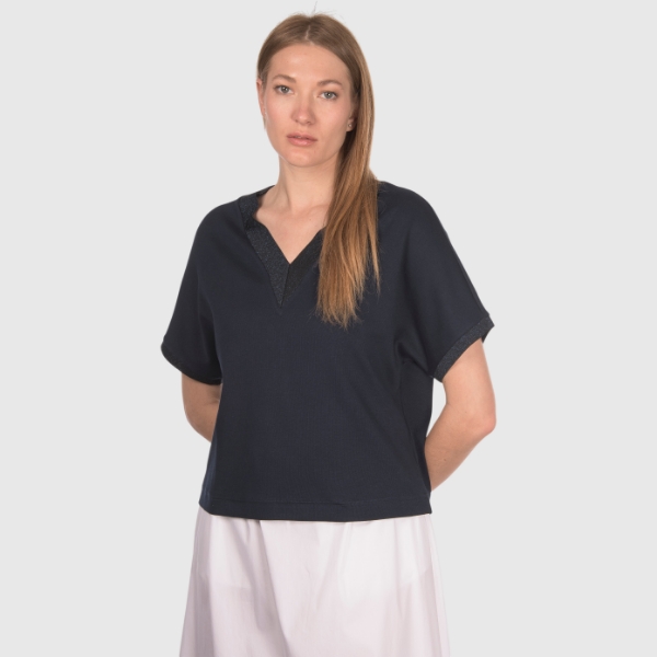 Immagine di T-shirt jersey scollo a v con lurex