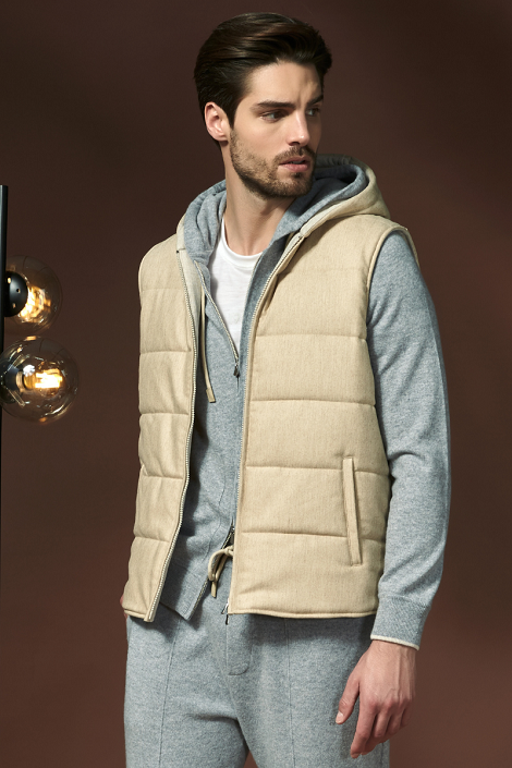 Super Geelong wool and flannel gilet