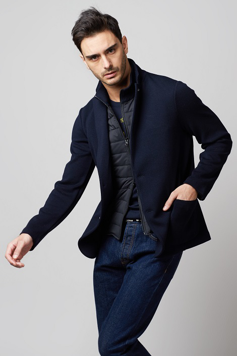 rain wool knit jacket with removable vest
