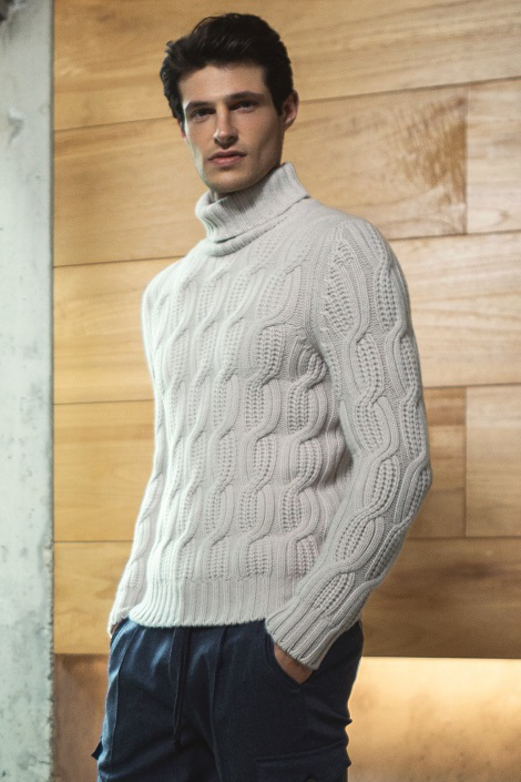 5-ply cable turtleneck