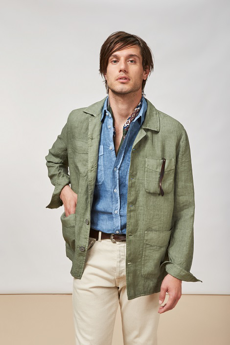 Vintage-effect Saharan jacket in pure linen